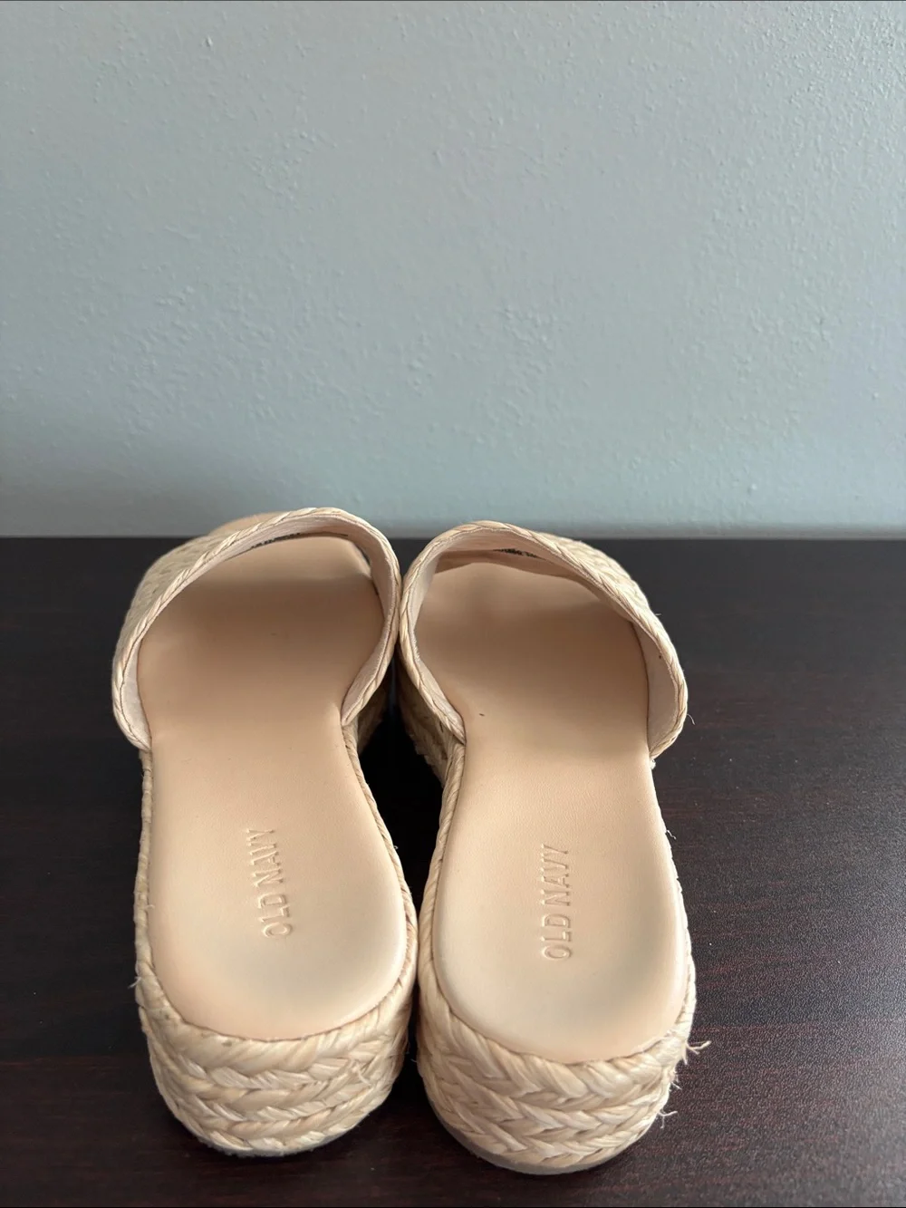 Old Navy Natural Woven Platform Slide Sandals